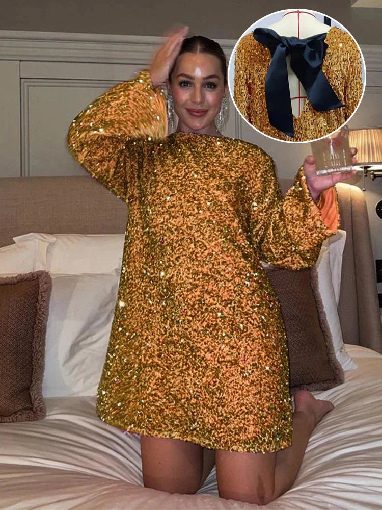 AMBER | Avondjurk met Strik en Glitters | 50% OFF 😱😍